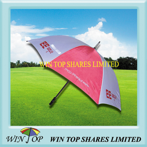 White and red advertising golf umbrella