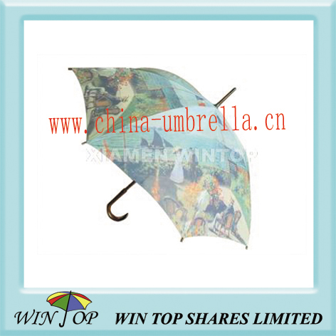 23" heat transfer printing wooden umbrella