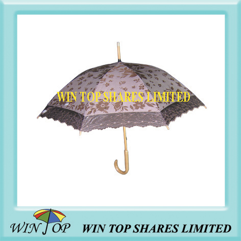 ladies straight sun umbrella with lace
