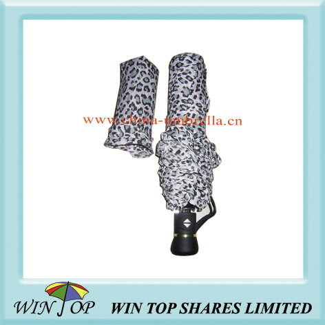 53.5cm Leopard printed pongee umbrella